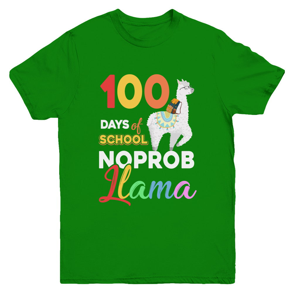 100 Days Of School Shirt Cute No Probllama Llama Youth Youth Shirt | Teecentury.com