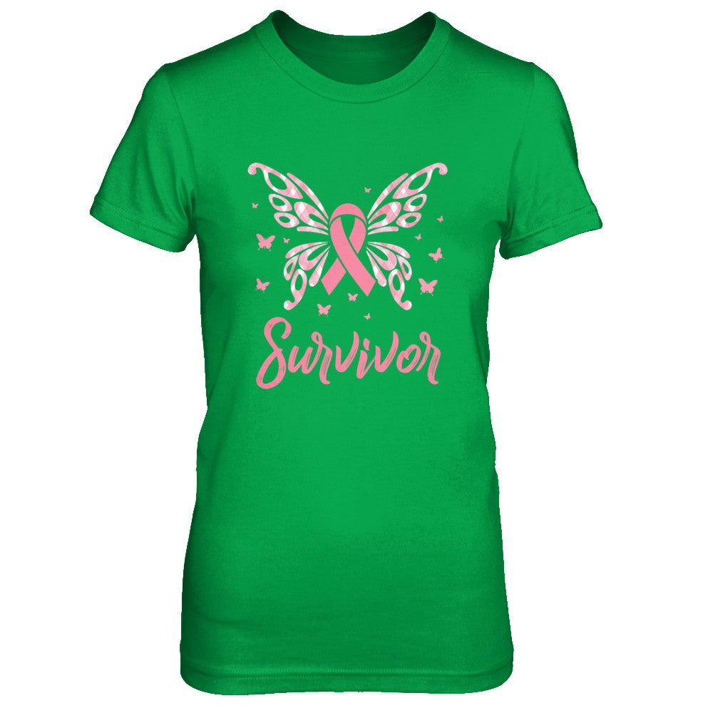 Pink Ribbon Butterfly Breast Cancer Survivor T-Shirt & Hoodie | Teecentury.com