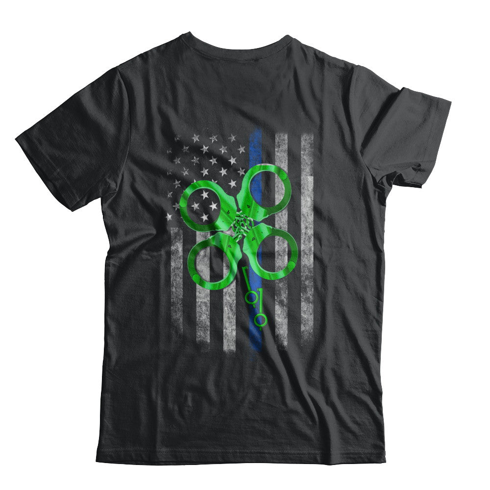 Thin Blue Line Happy St Patrick's Day Clover Police T-Shirt & Hoodie | Teecentury.com