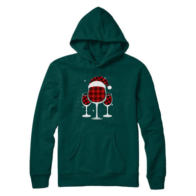 Red Plaid Buffalo Wine Santa Hat Christmas T-Shirt & Sweatshirt | Teecentury.com