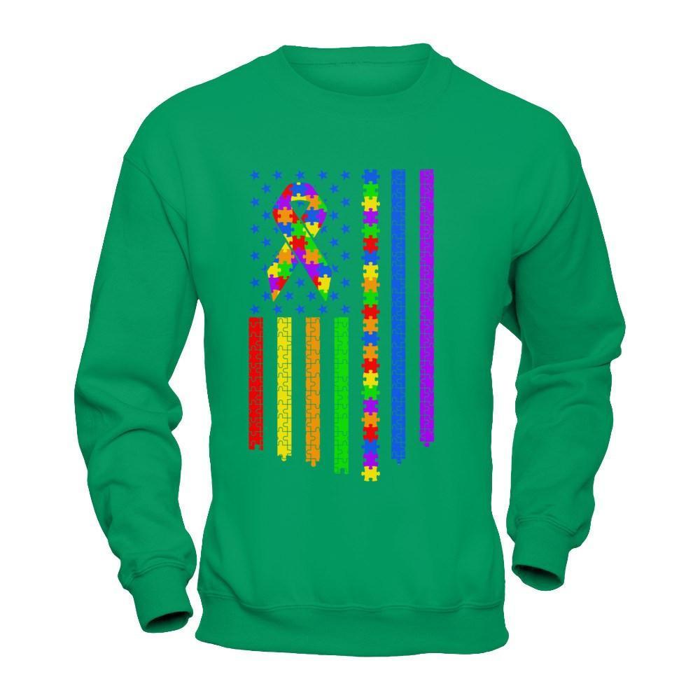 Autism Awarenes American Flag T-Shirt & Hoodie | Teecentury.com