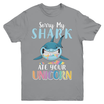 Sorry My Shark Ate Your Unicorn Funny Shark Youth Youth Shirt | Teecentury.com