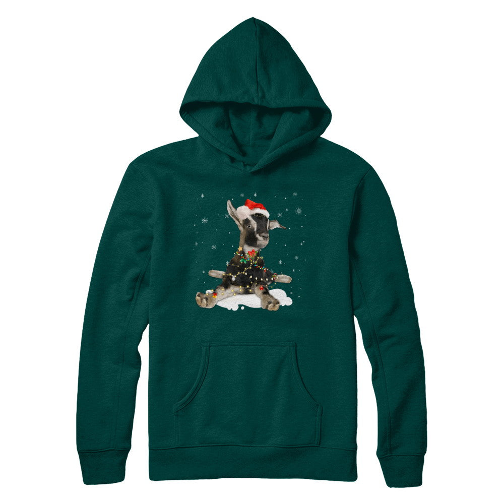 Goat With Santa Hat Lights Christmas T-Shirt & Sweatshirt | Teecentury.com