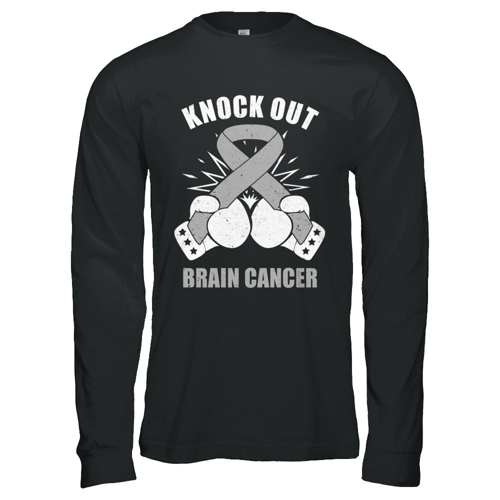 Boxing Knock Out Brain Cancer Awareness Support T-Shirt & Hoodie | Teecentury.com