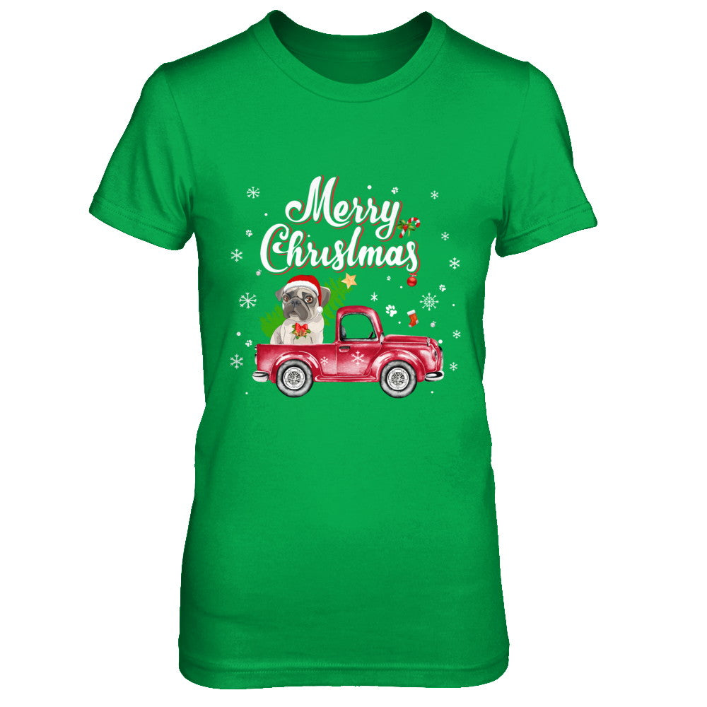 Pug Rides Red Truck Christmas Pajama T-Shirt & Sweatshirt | Teecentury.com