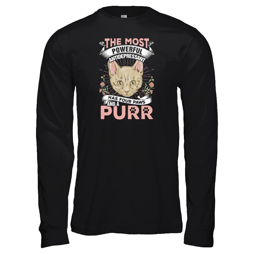 The Most Powerful Antidepressant Has Four Paws And A Purr T-Shirt & Tank Top | Teecentury.com