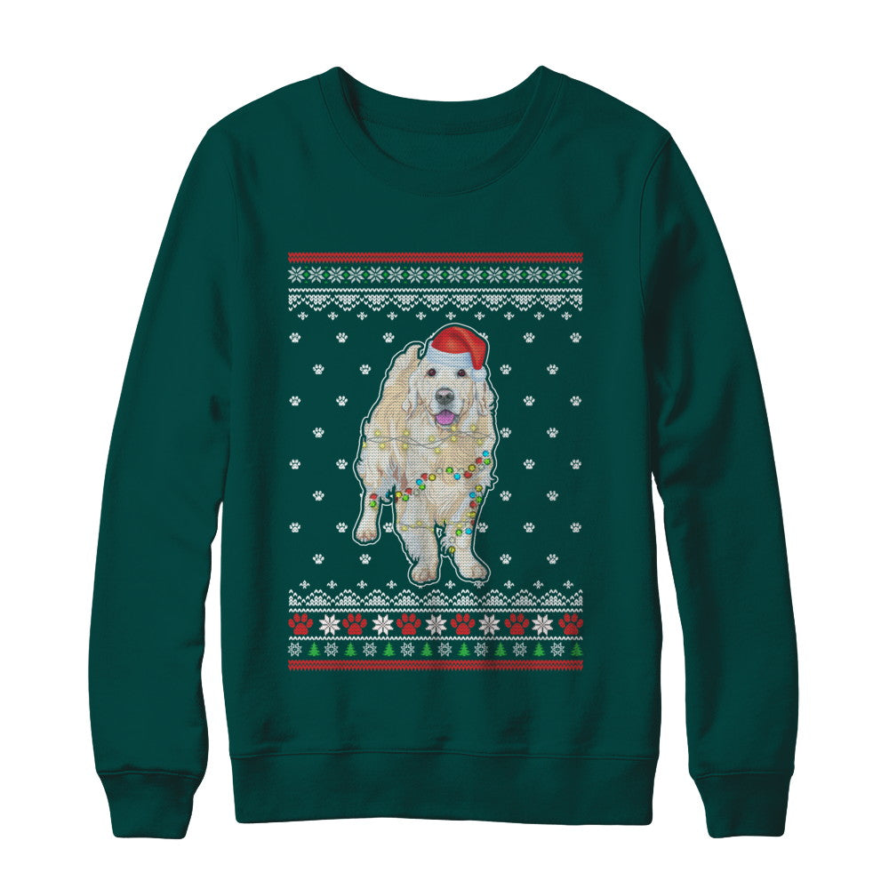 Golden Retriever Christmas Ugly Sweater Lights Dog Xmas Gift T-Shirt & Sweatshirt | Teecentury.com