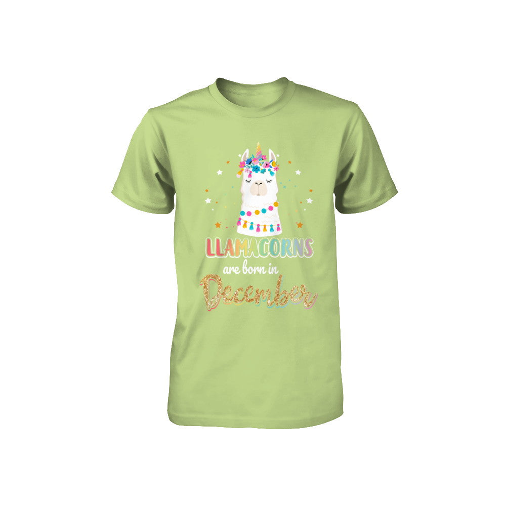 Llama Unicorn Llamacorns Born In December Birthday Gift Youth Youth Shirt | Teecentury.com