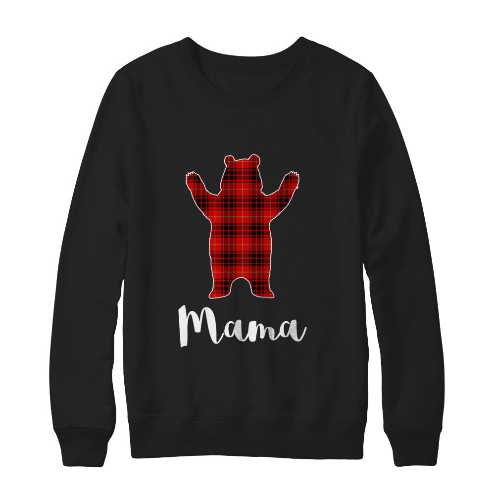 Red Mama Bear Buffalo Plaid Family Christmas Pajamas T-Shirt & Sweatshirt | Teecentury.com