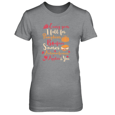 Every Year I Fall For Pumpkins Bonfires S'mores Autumn T-Shirt & Tank Top | Teecentury.com