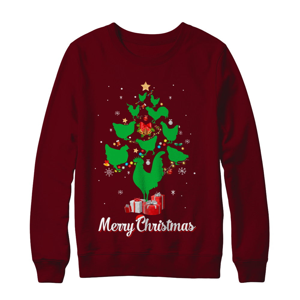 Funny Chicken Merry Christmas Tree Ugly Sweater T-Shirt & Sweatshirt | Teecentury.com