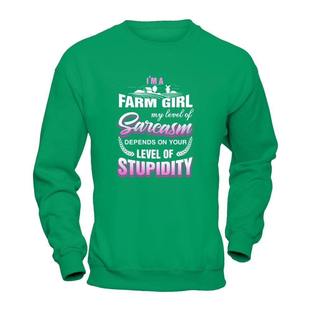 I'm A Farm Girl My Level Of Sarcasm T-Shirt & Tank Top | Teecentury.com