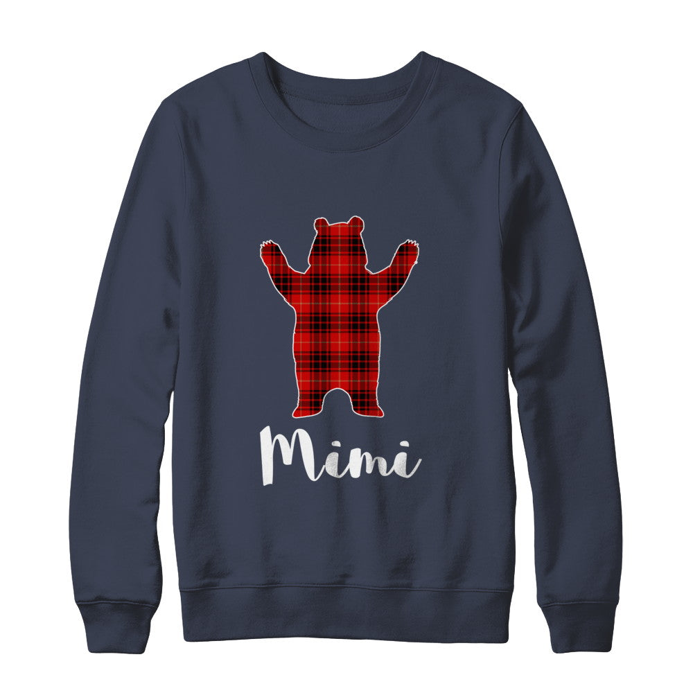 Red Mimi Bear Buffalo Plaid Family Christmas Pajamas T-Shirt & Sweatshirt | Teecentury.com