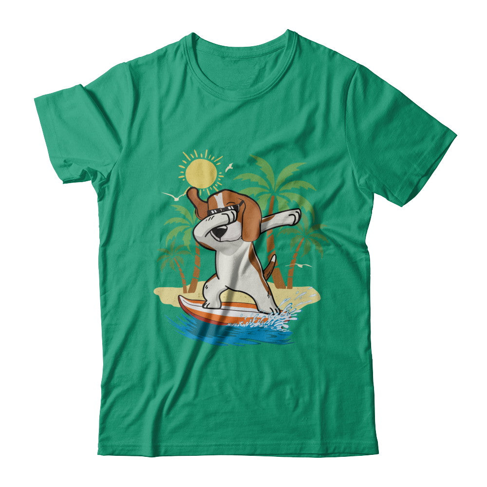 Summer Vacation Dabbing Beagle Surfing Surfboard Gift T-Shirt & Hoodie | Teecentury.com