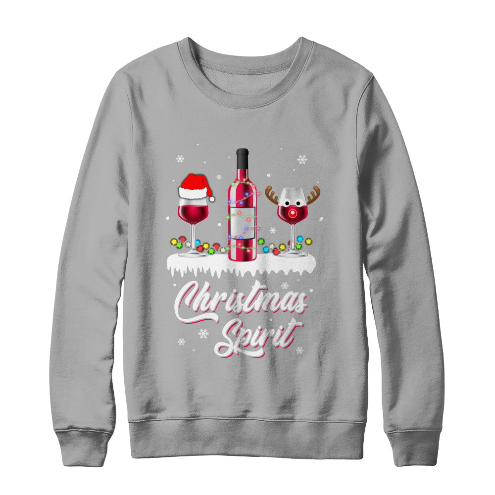 Christmas Spirits Santa Hat Wine Funny Christmas Gifts T-Shirt & Sweatshirt | Teecentury.com