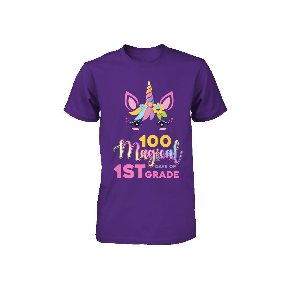 100 Magical Days Of 1St Grade School Unicorn Girl Gift Youth Youth Shirt | Teecentury.com