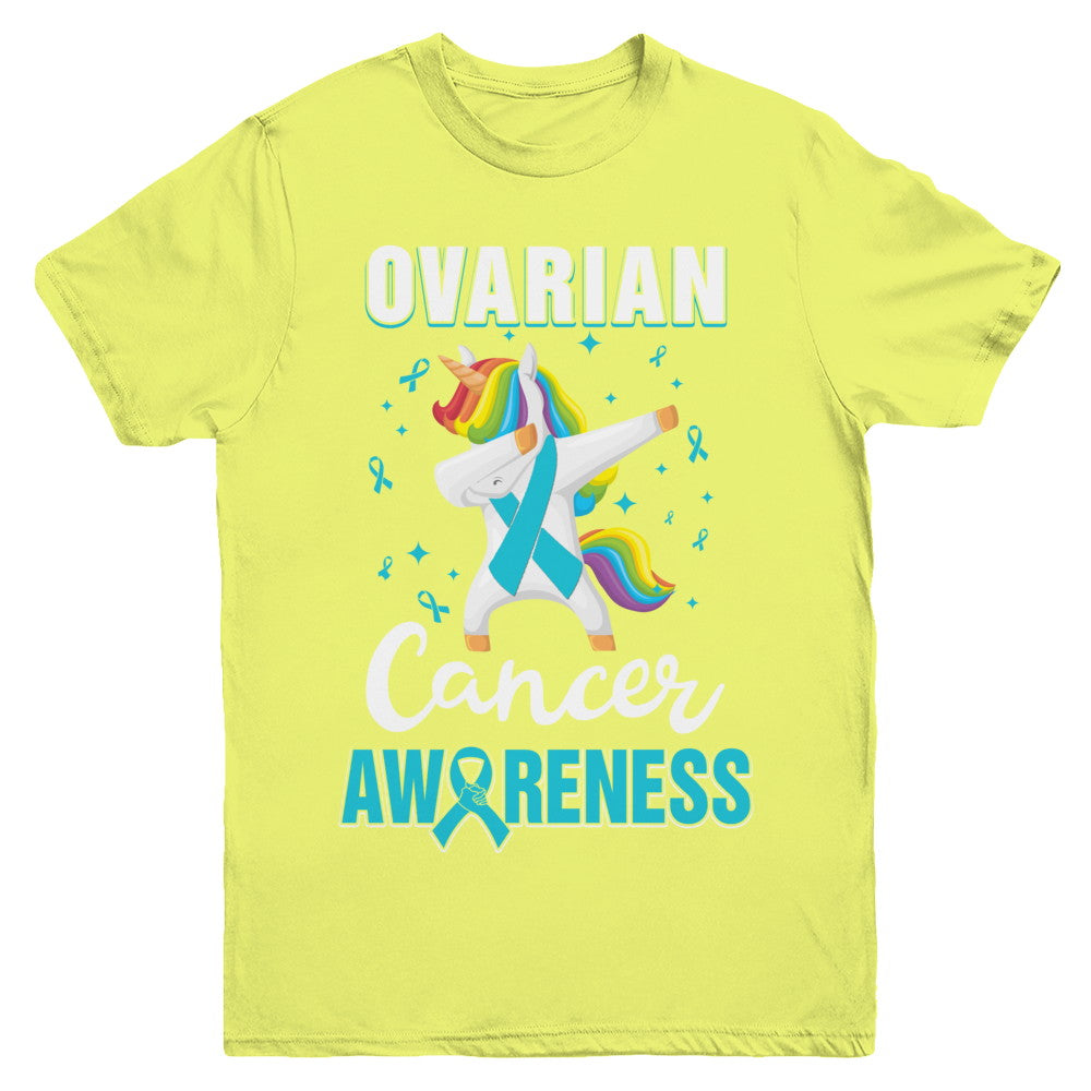 Inspirational Ovarian Cancer Awareness Unicorn Support Youth Youth Shirt | Teecentury.com
