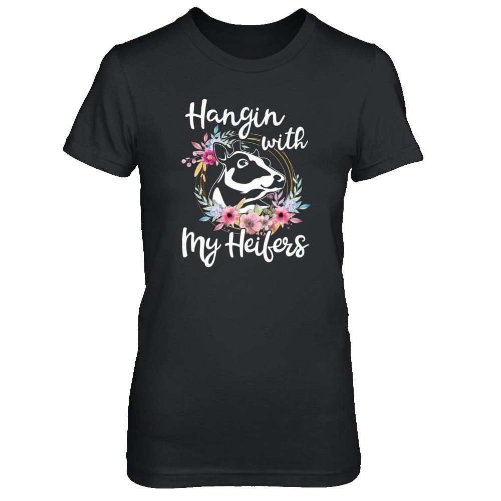 Hanging With My Heifers Flower Funny Cow Farmer T-Shirt & Tank Top | Teecentury.com