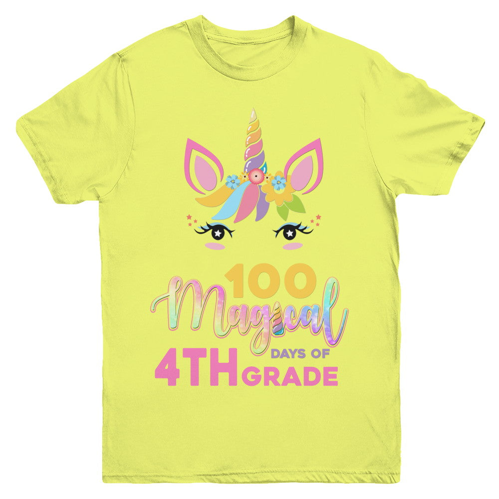 100 Magical Days Of 4Th Grade School Unicorn Girl Gift Youth Youth Shirt | Teecentury.com
