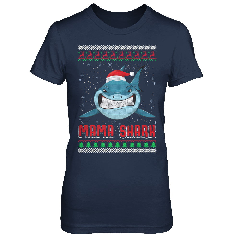 Mama Claus Shark Family Matching Christmas Ugly Sweater T-Shirt & Sweatshirt | Teecentury.com
