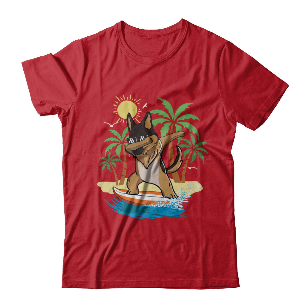 Summer Vacation Dabbing German Shepherd Surfing Surfboard Gift T-Shirt & Hoodie | Teecentury.com