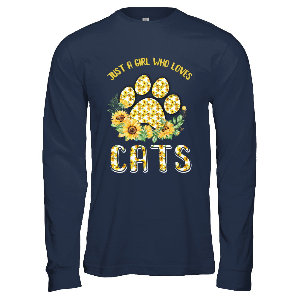 Just A Girl Who Loves Cats And Sunflowers T-Shirt & Hoodie | Teecentury.com