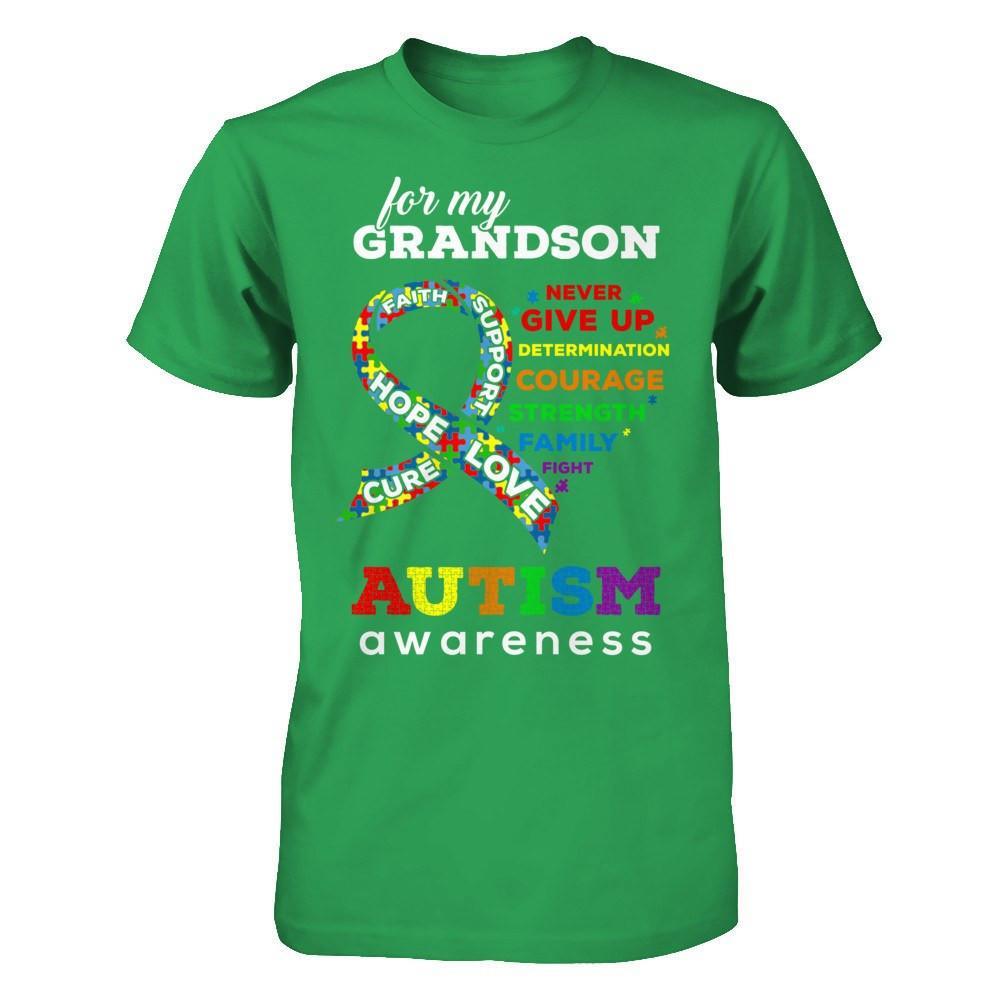 Autism Awareness For My Grandson Love Hope Faith Cure Support T-Shirt & Hoodie | Teecentury.com