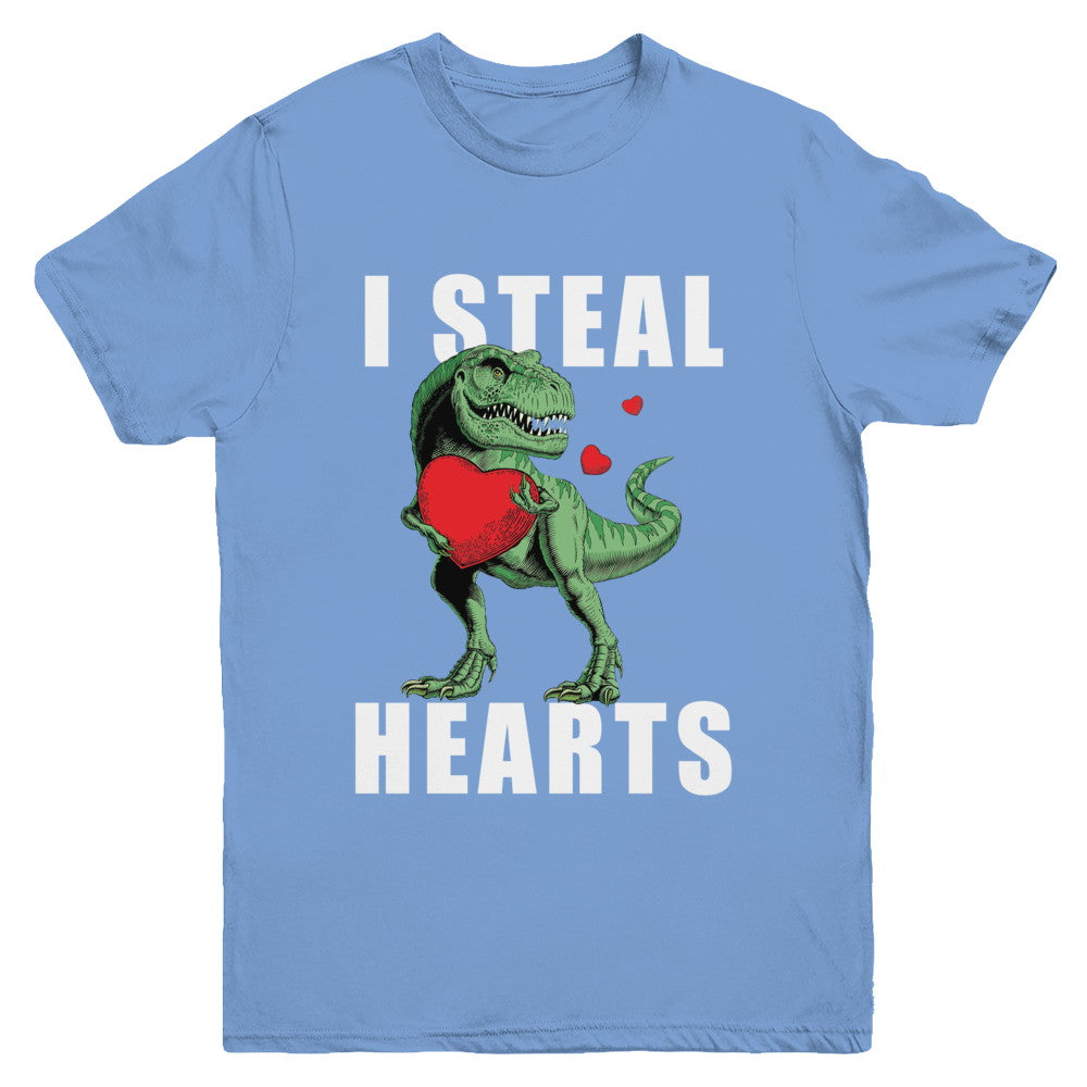 I Steal Hearts Funny Valentines Day Dinosaur T-Rex Boys Youth Youth Shirt | Teecentury.com