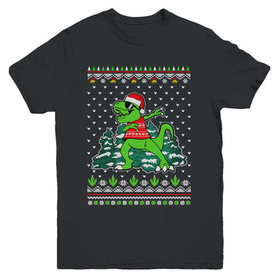 Funny Dab Dabbing Dinosaur Ugly Christmas Sweater Xmas Youth Youth Shirt | Teecentury.com