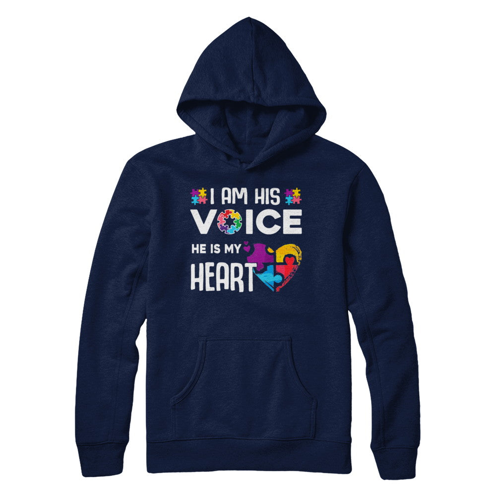 Autism Awareness I Am His Voice He Is My Heart Autism Mom T-Shirt & Hoodie | Teecentury.com