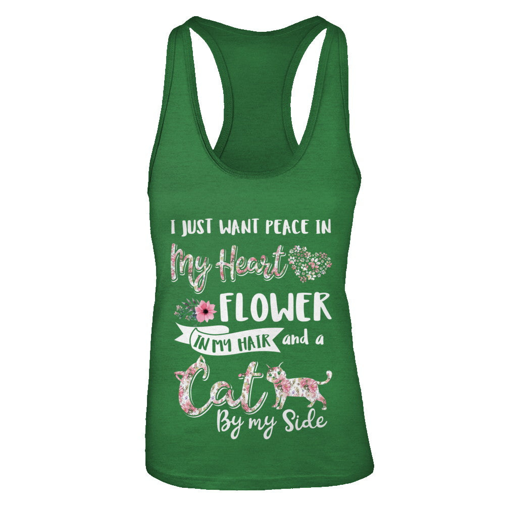I Just Want Peace In My Heart A Cat By My Side Funny Cat T-Shirt & Tank Top | Teecentury.com