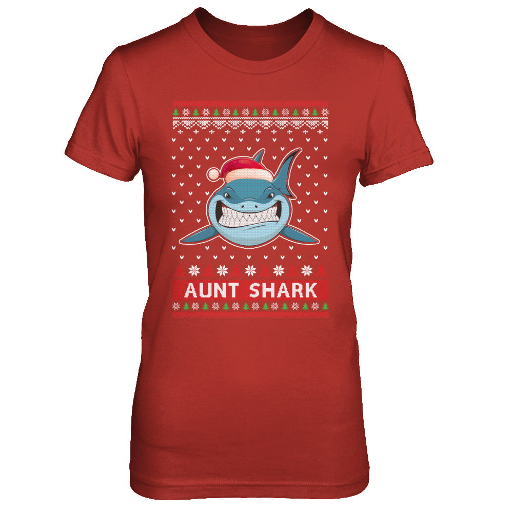 Santa Hat Aunt Shark Ugly Christmas Sweater T-Shirt & Sweatshirt | Teecentury.com