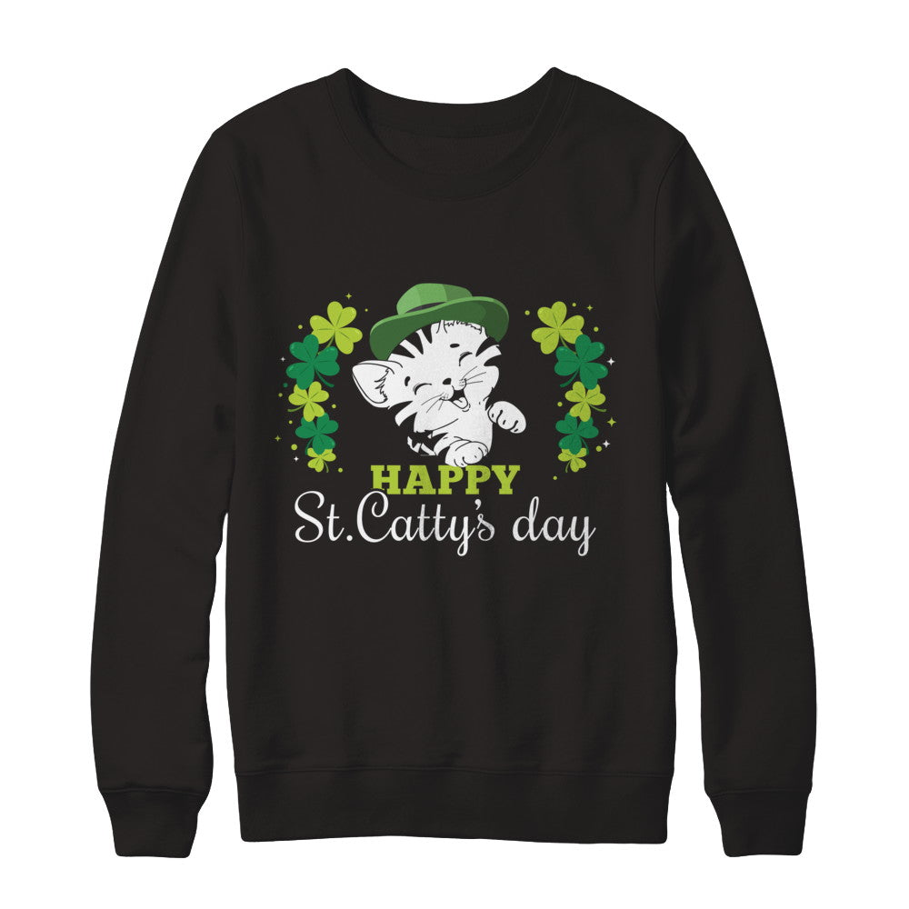 Happy St Catty's Day Saint Patrick's Day Cat T-Shirt & Hoodie | Teecentury.com