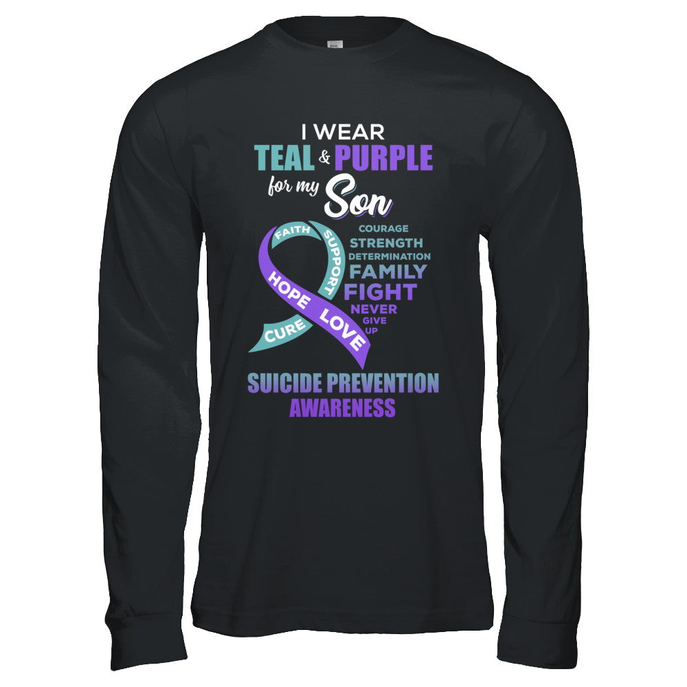 Suicide Prevention Awareness I Wear Teal Purple For My Son T-Shirt & Hoodie | Teecentury.com