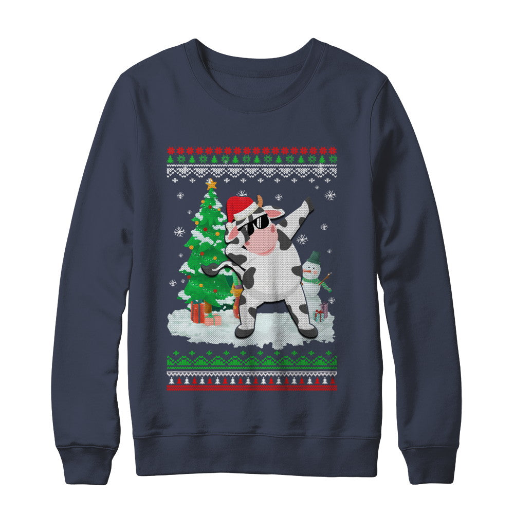 Santa Hat Cow Dabbing Christmas Ugly Sweater T-Shirt & Sweatshirt | Teecentury.com
