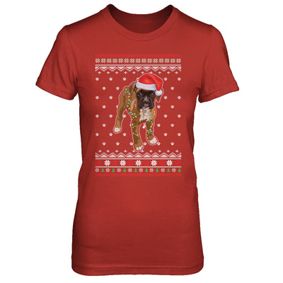 Boxer Christmas Ugly Sweater Lights Dog Xmas Gift T-Shirt & Sweatshirt | Teecentury.com