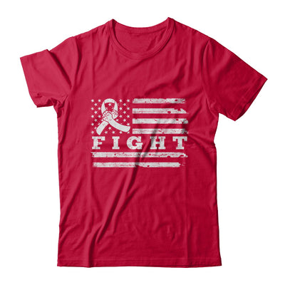 Fight Clear Ribbon US Flag Lung Cancer Awareness T-Shirt & Hoodie | Teecentury.com