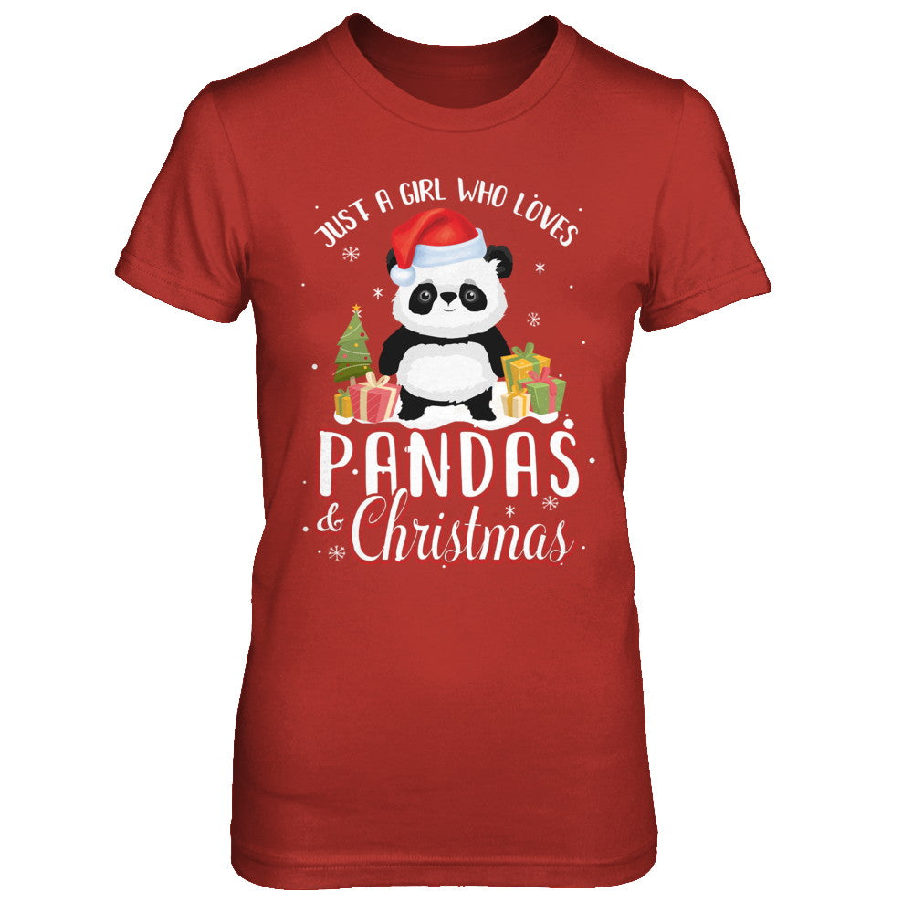 Just A Girl Who Loves Pandas And Christmas T-Shirt & Sweatshirt | Teecentury.com