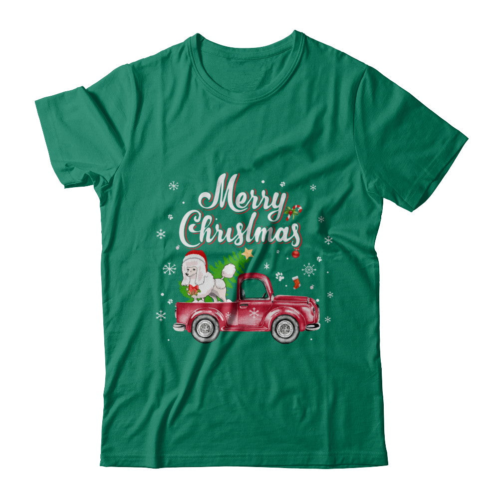 Poodle Rides Red Truck Christmas Pajama T-Shirt & Sweatshirt | Teecentury.com