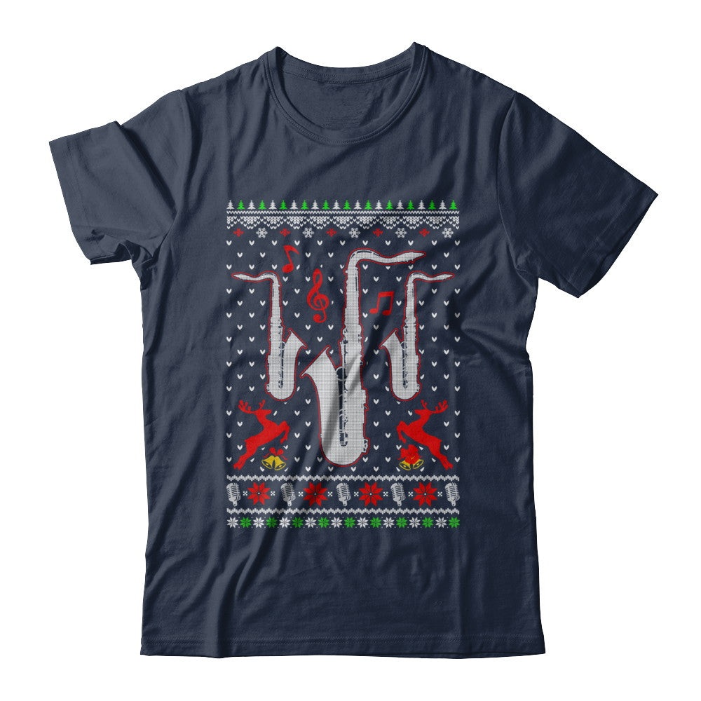 Santa Saxophone Ugly Christmas Sweater Gifts T-Shirt & Sweatshirt | Teecentury.com