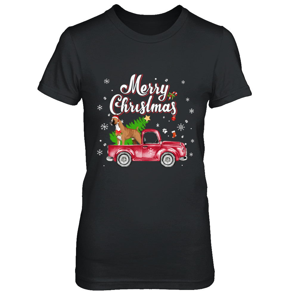 Boxer Rides Red Truck Christmas Pajama T-Shirt & Sweatshirt | Teecentury.com
