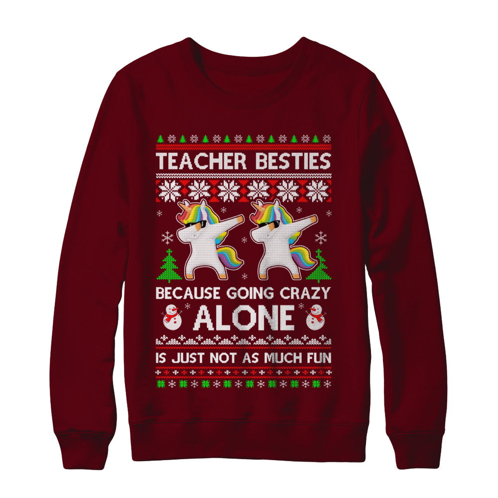 Unicorn Dabbing Teacher Besties Ugly Christmas Sweater T-Shirt & Sweatshirt | Teecentury.com