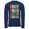 Vintage Retro May 1988 Birth Of Legends 34th Birthday T-Shirt & Hoodie | Teecentury.com