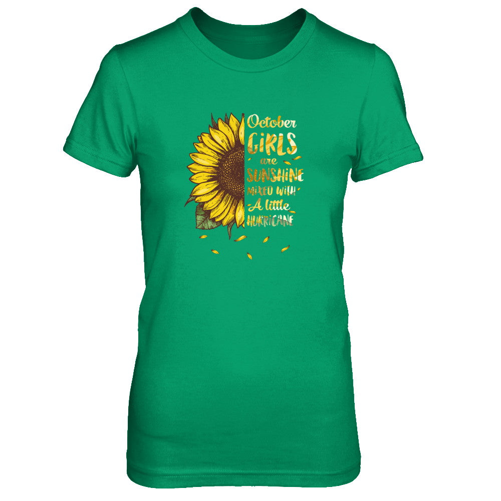 October Girls Are Sunshine Mixed With A Little Hurricane T-Shirt & Tank Top | Teecentury.com