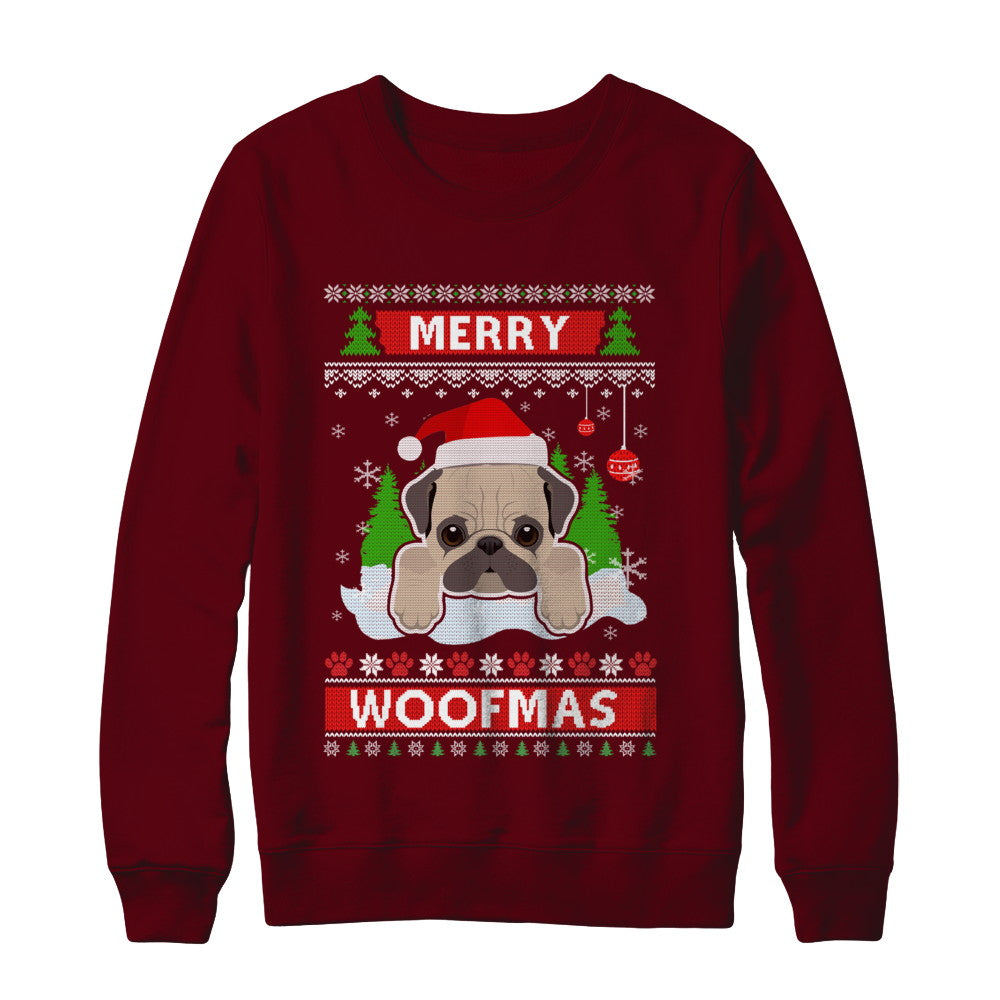 Pug Merry Woofmas Ugly Christmas Sweater T-Shirt & Sweatshirt | Teecentury.com