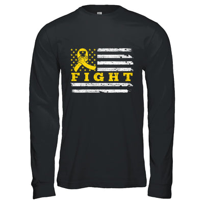 Fight Gold Yellow Ribbon US Flag Childhood Cancer Awareness T-Shirt & Hoodie | Teecentury.com