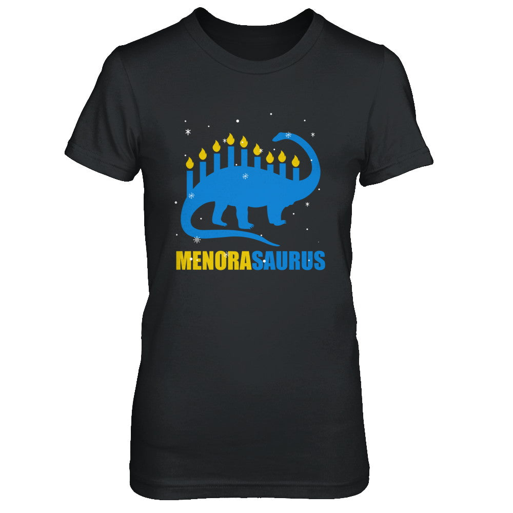 Funny Hanukkah Dinosaur Menorah Brontosaurus Menorasaurus T-Shirt & Sweatshirt | Teecentury.com
