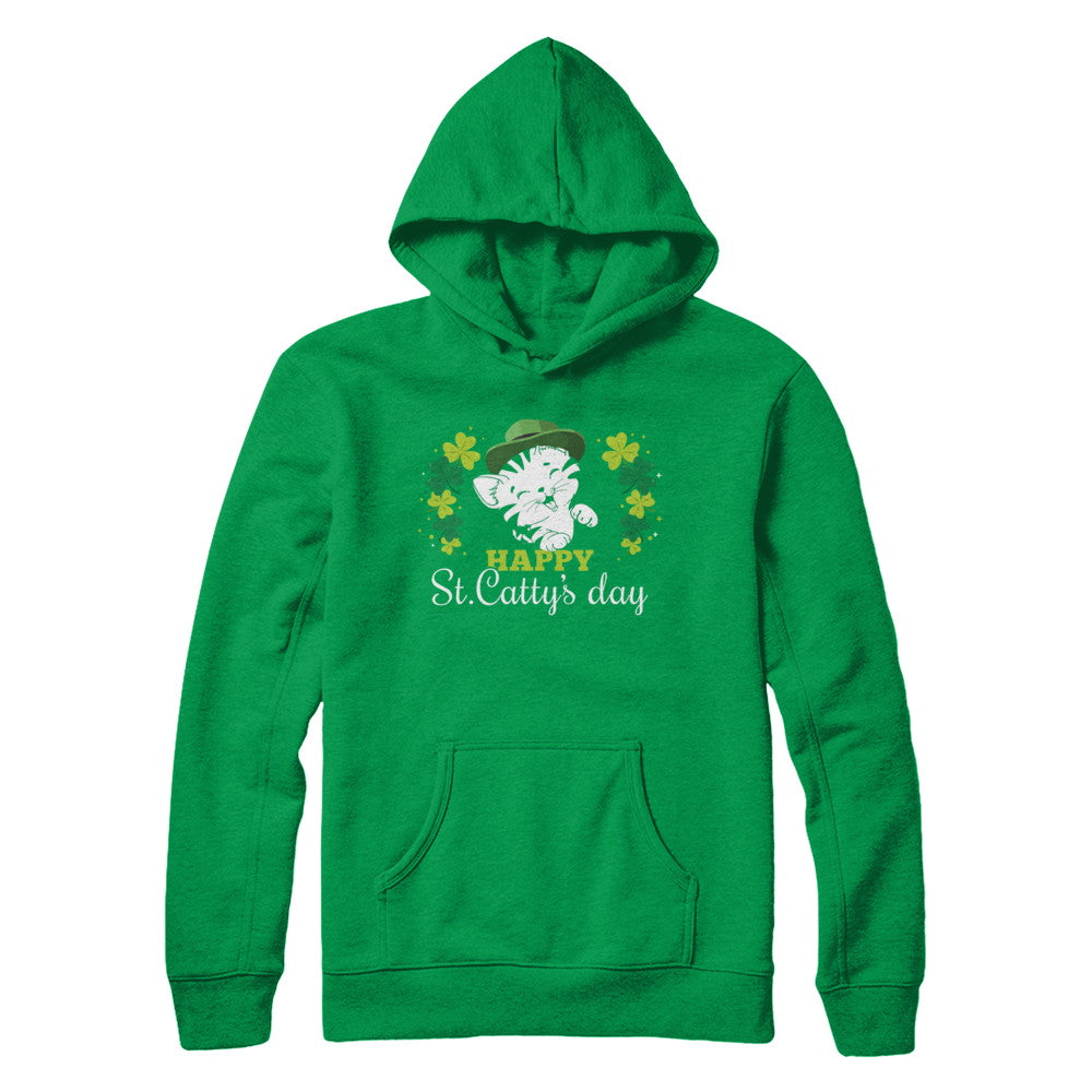 Happy St Catty's Day Saint Patrick's Day Cat T-Shirt & Hoodie | Teecentury.com