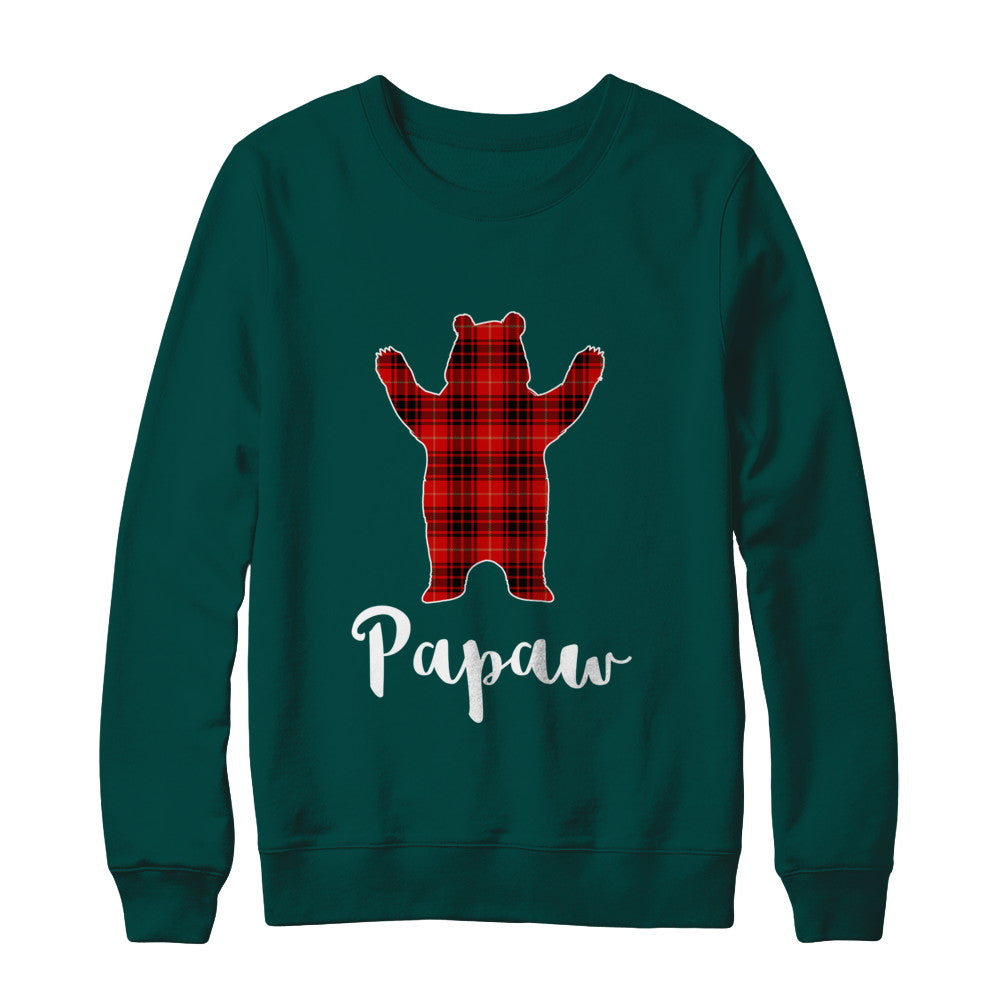 Red PaPaw Bear Buffalo Plaid Family Christmas Pajamas T-Shirt & Sweatshirt | Teecentury.com