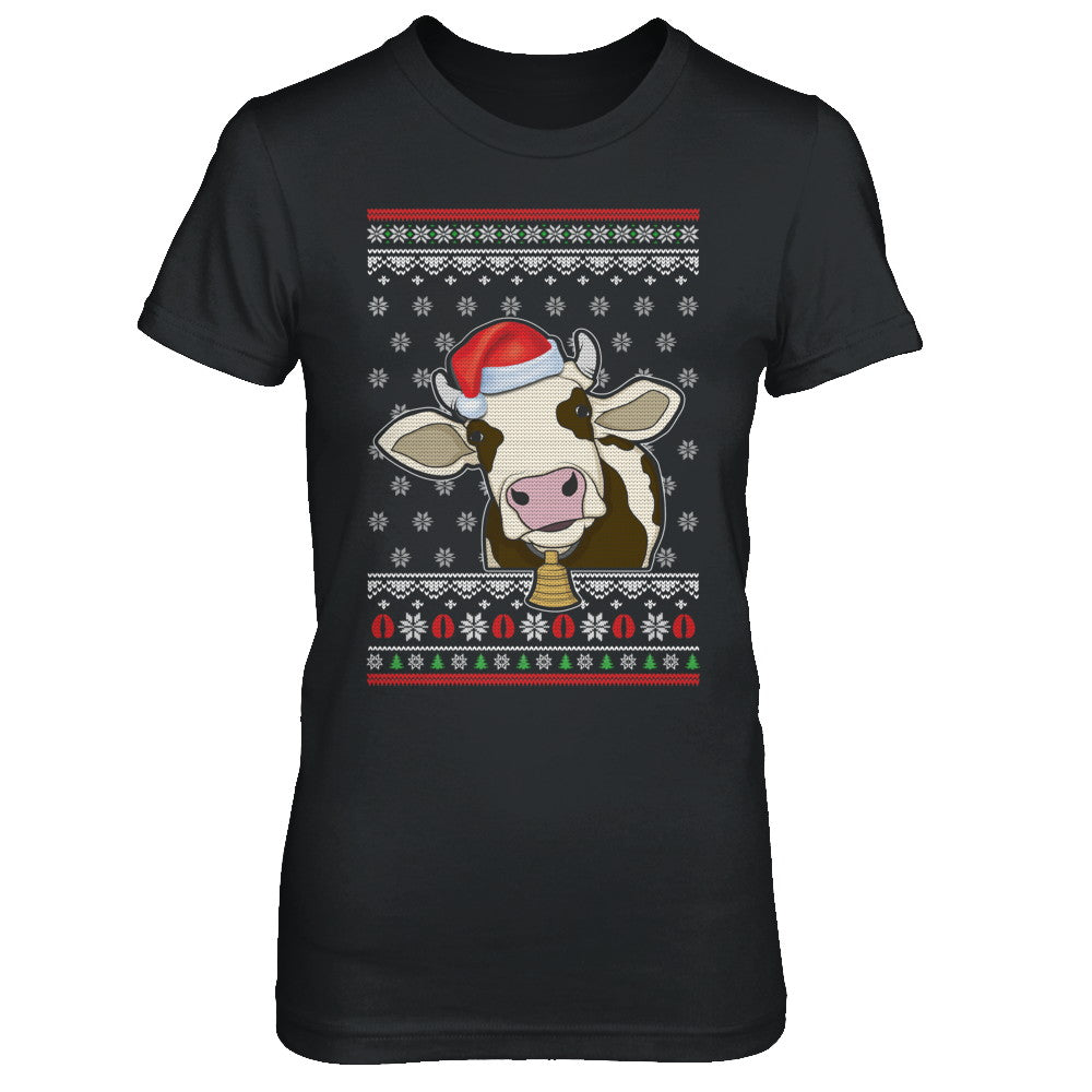 Pajamas Cow With Santa Hat Ugly Christmas Sweater T-Shirt & Sweatshirt | Teecentury.com